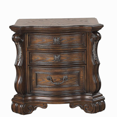 Table de chevet 1pc de style traditionnel avec glissière à roulement à billes et corbeaux allongés, tiroirs à queue d'aronde française et anglaise, port USB, brun foncé, meubles de chambre à coucher