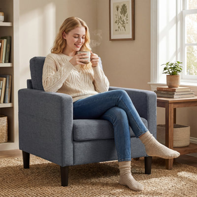Fauteuil d'appoint rembourré avec siège rembourré épais, gris foncé