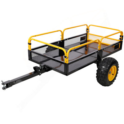 Heavy-Duty Tow-Behind Dump Cart 1000 Lbs Load Capacity For ATV UTV Lawn Mower Tractor Yard Garden Farm Hauling