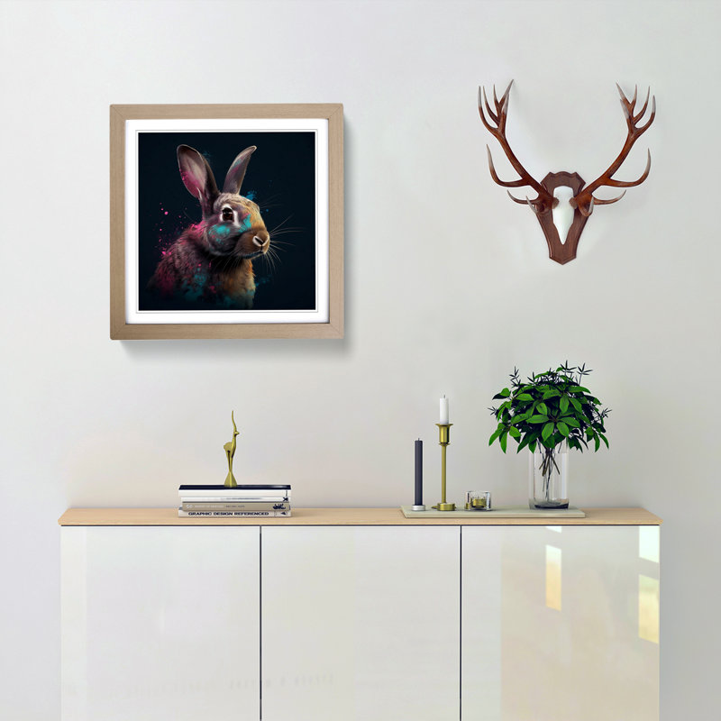 Rabbit Digital No.4 - Framed Print, Oak