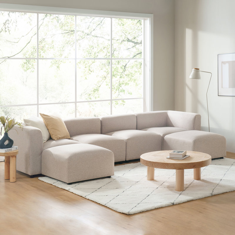 Canapé modulaire 6 pièces Luca, Polyester beige