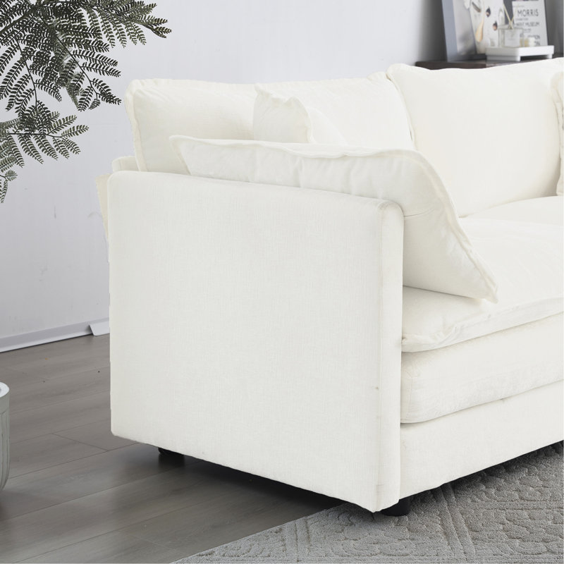 Accent Chair Set Of 2, White Chenille