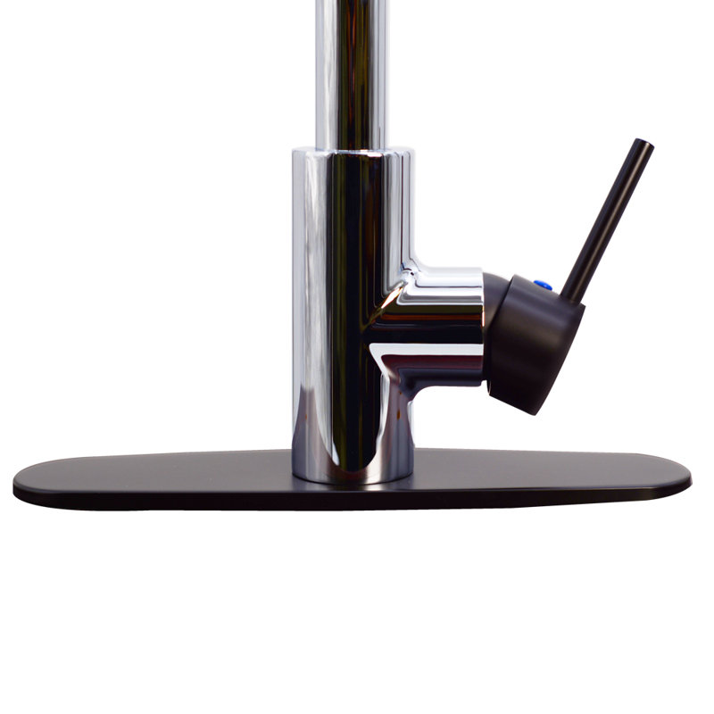 Westbrass Pull Down Spray Kitchen Faucet, Polished Chrome/Oil Rubbed Bronze