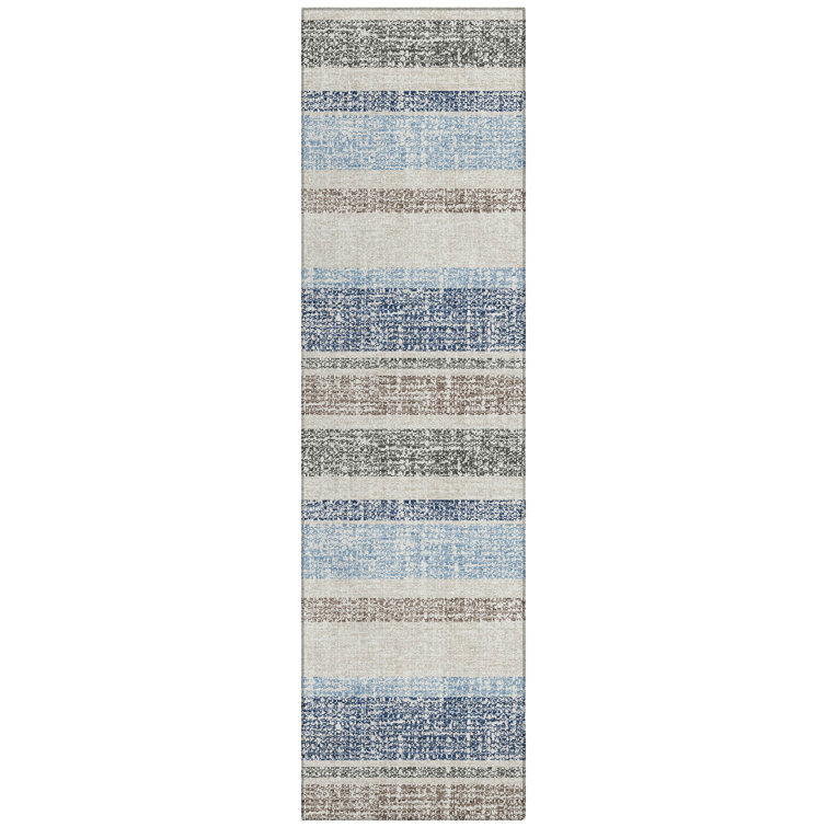 Machine Washable Indoor/Outdoor Xhevrie Navy Rug