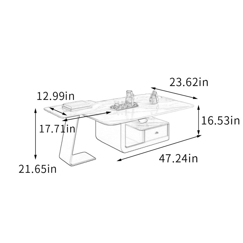 Ensemble de tables basses avec tiroir Minimalisme, H 16,53 po x L 23,62 po x l 47,24 po, Blanc / gris clair, Blanc