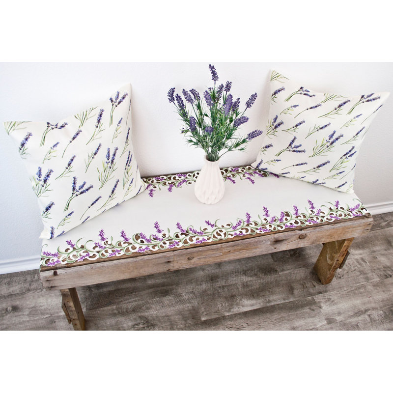 Lavande lilas Collection Elegant Harvest Lavender Flowers Vintage Floral Ivory (18 po x 18 po)