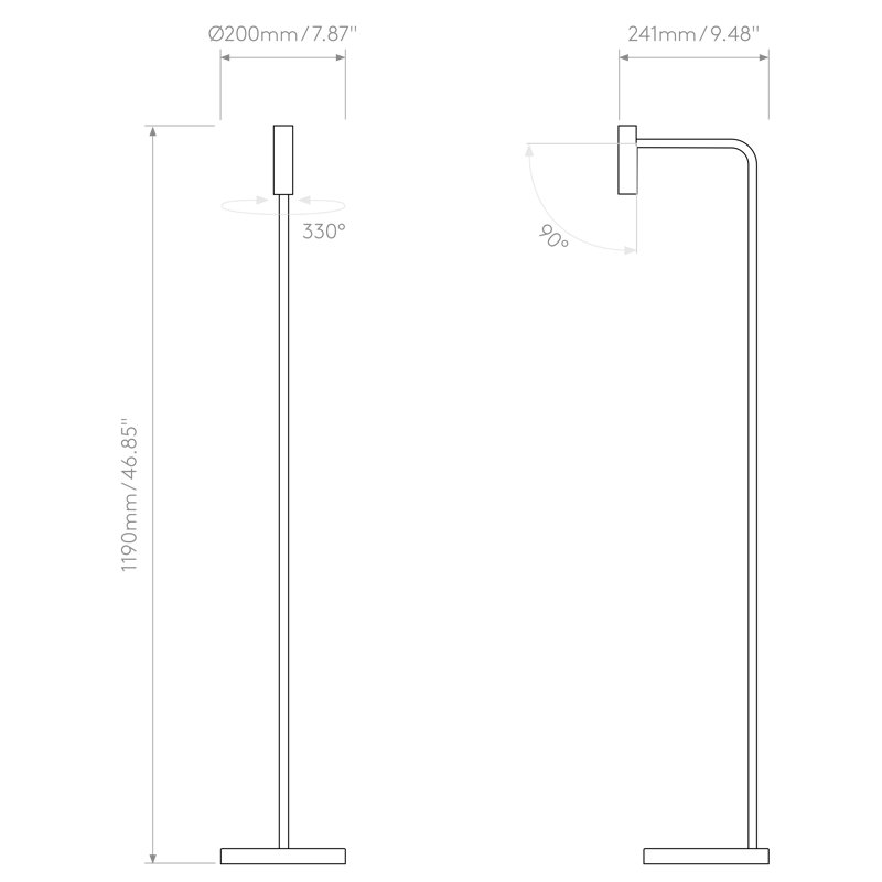 Enna LED Task Floor Lamp, Matt Gold