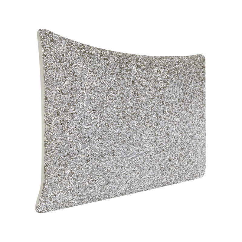 Sparkles Home Luminous Velvet Rhinestone Throw Pillow | Feather Insert | Home Décor Accent, Silver, Rectangle 14"H x 20"W