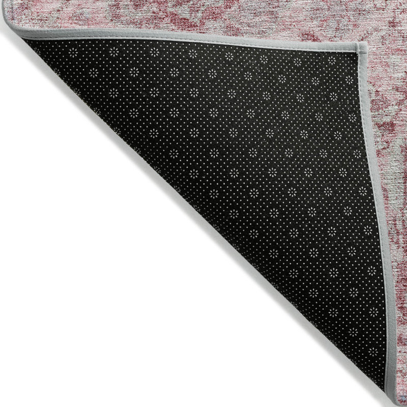 Tapis lavable intérieur et extérieur rond 8 pi rose et gris