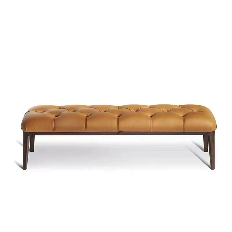 Brown Upholstered Bench, 16.93" H x 47.24" W x 16.93" D