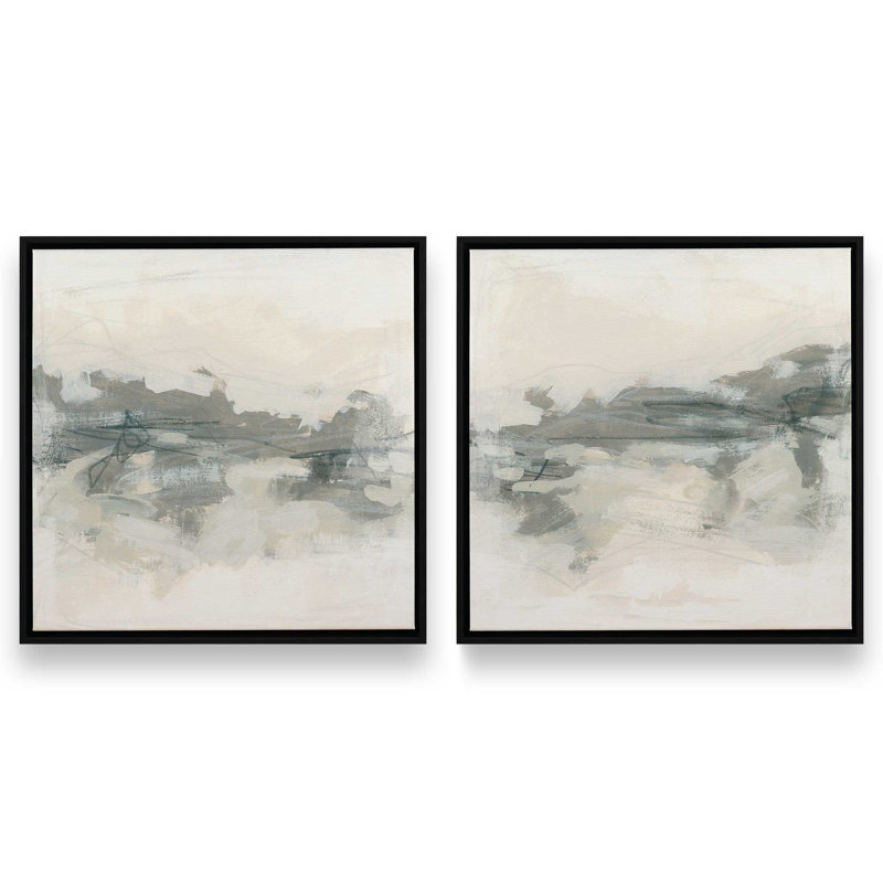 Ensemble de 2 lignes douces de mémoire, H 25 po x l 50 po, Cadre flottant noir satiné