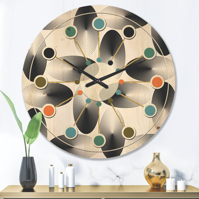 Horloge murale géométrique en bois à motif abstrait IV