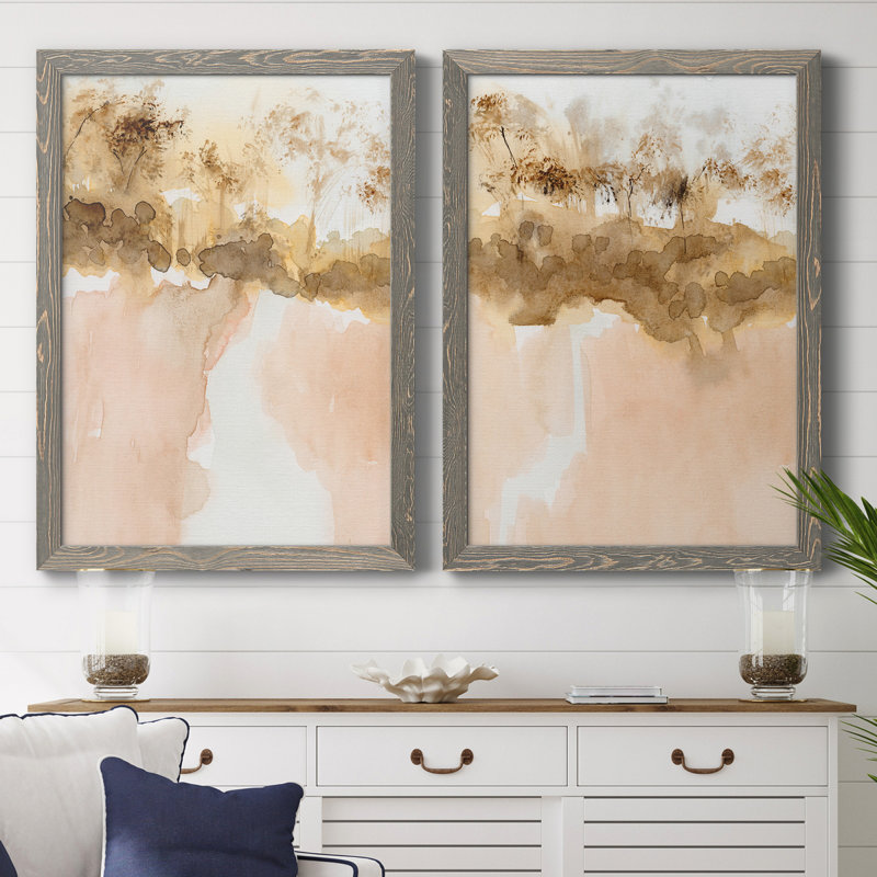 Sun Kissed Earth I - ensemble de 2 reproductions d'art sur toile, Toile avec cadre gris, H 43,5 po x l 31,5 po x P 1 po