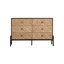 Buffet 48,21 "Mid-Century à 6 tiroirs - Bois massif et panneau de fibres à densité moyenne 3D