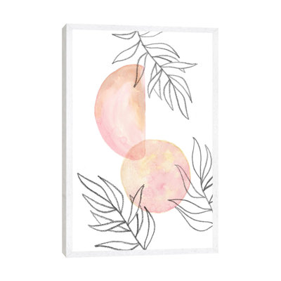 Blush Pink Shapes And Leaves by Whales Way - Painting on Canvas