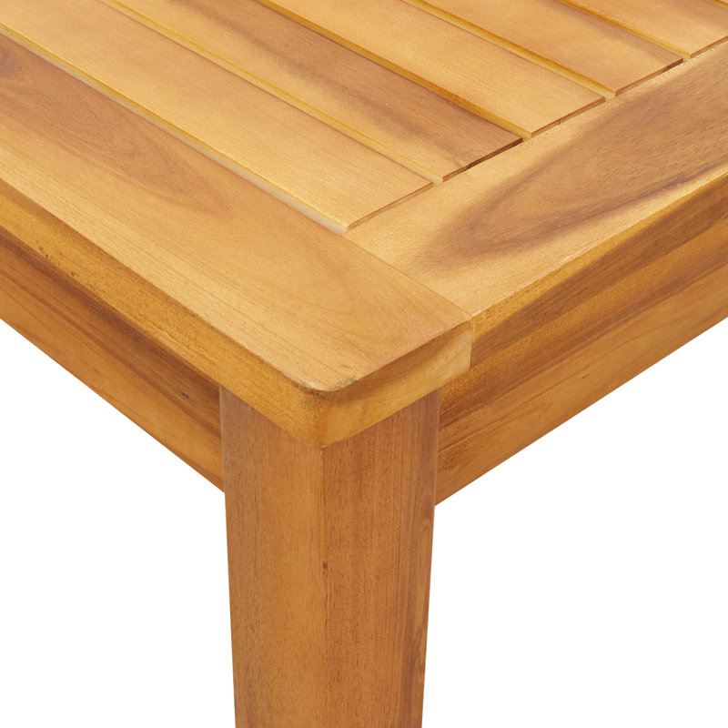 Table de salle à manger d'extérieur avec trou pour parasol en bois d'acacia massif, H 29,13 po x L 78,7 po x l 35,43 po