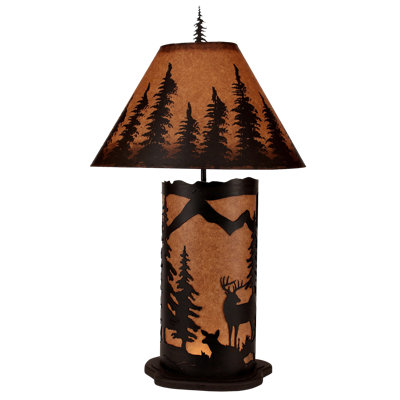 Lampe de table 33,5" cerf scene Gonzalez