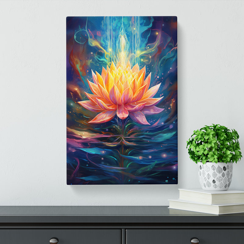Lotus Flower Futurism No.2 - Wrapped Canvas Print, 50cm H x 35cm W x 3cm D