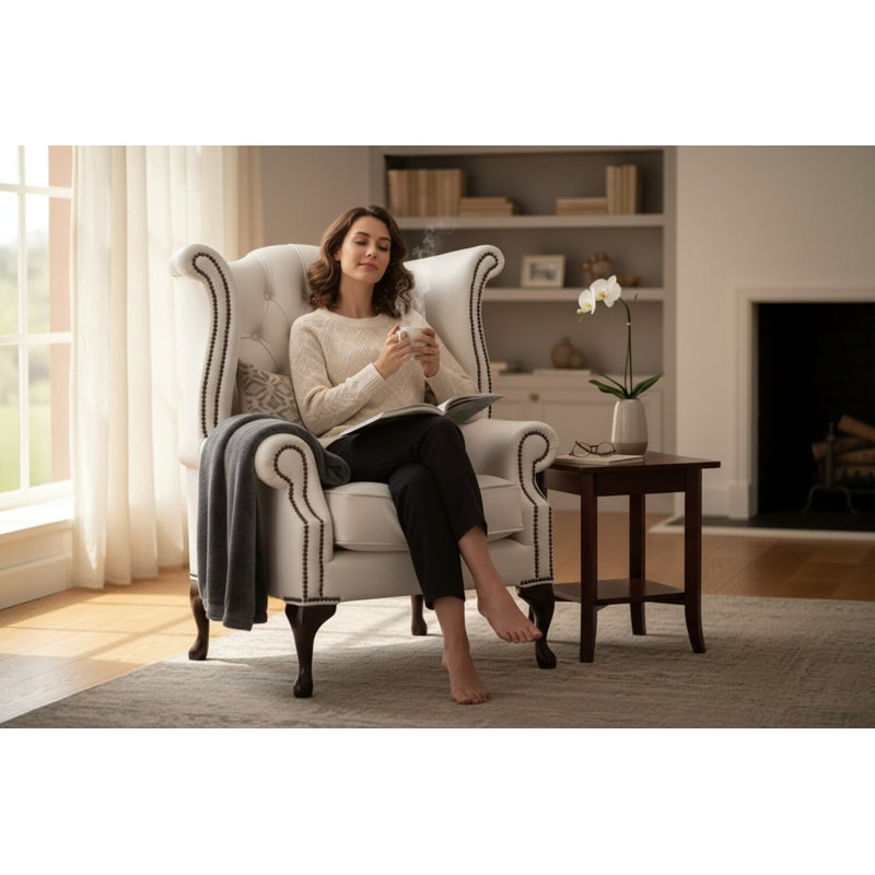Upholstered Armchair, White