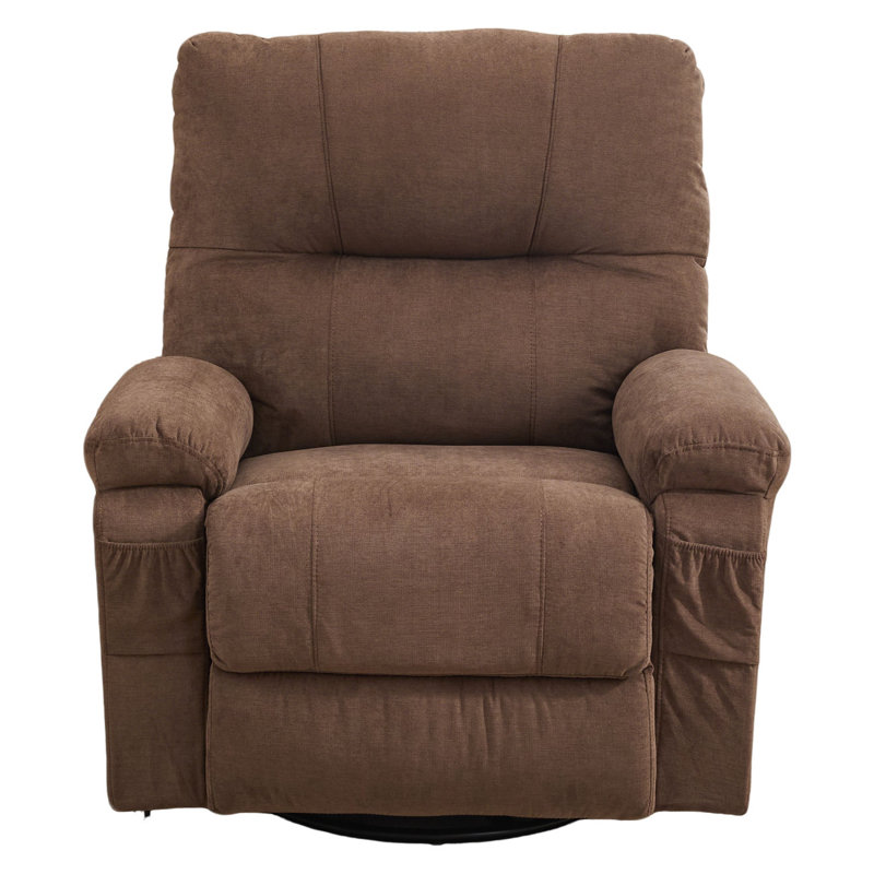 Swivel Recliner Chair, Brown Linen