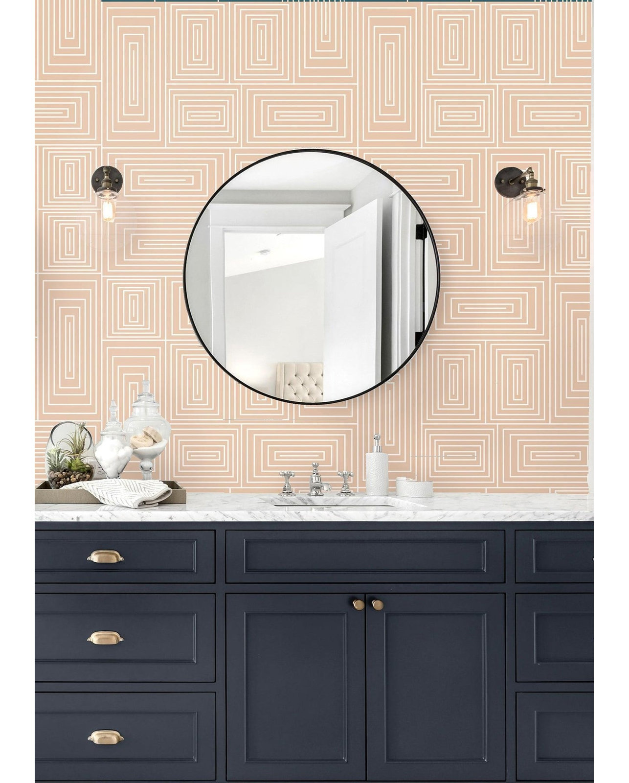 Nia Self-Adhesive Wallpaper Roll, Peach, Non-pasted, Paper