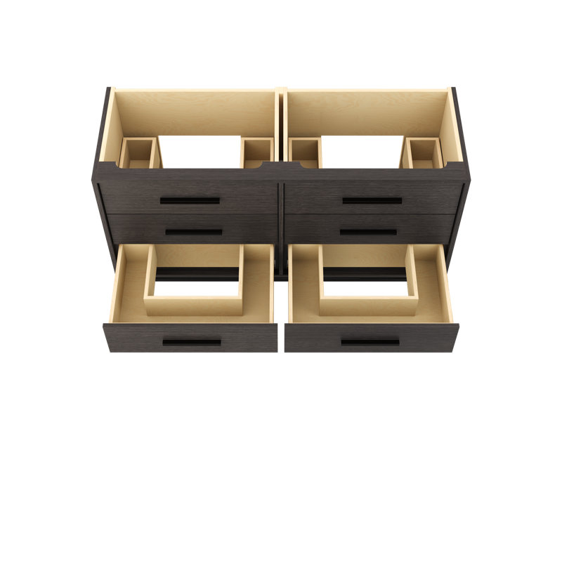 Meuble-lavabo à double tiroir blanc Rift, Gris délavé, Noir mat, 60"
