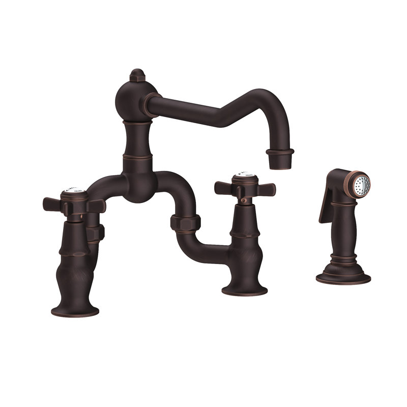 Fairfield Kitchen Bridge Faucet with Side Spray, Venetian Bronze