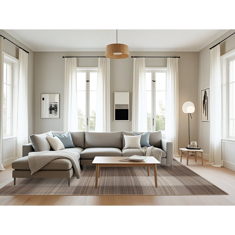 Tapis décoratif brun à carreaux plemons, Rectangle 8 pi x 10 pi