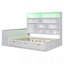 Lit de jour double en bois avec trois tiroirs, bureau, tablettes et lumières, blanc-960160791
