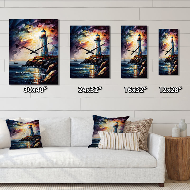 Jalexa - Très grandes horloges murales Beach Light House, H 28 po x l 12 po x P 1 po