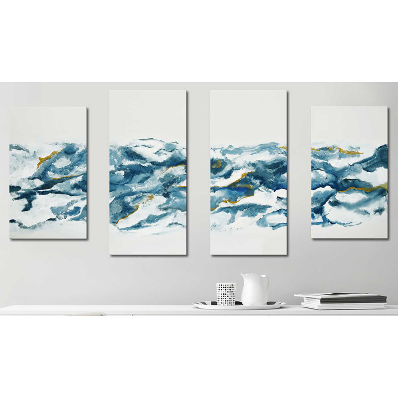 Into The Blue - reproduction de 4 pièces, Toile tendue, H 38 po x l 72 po x P 1,5 po
