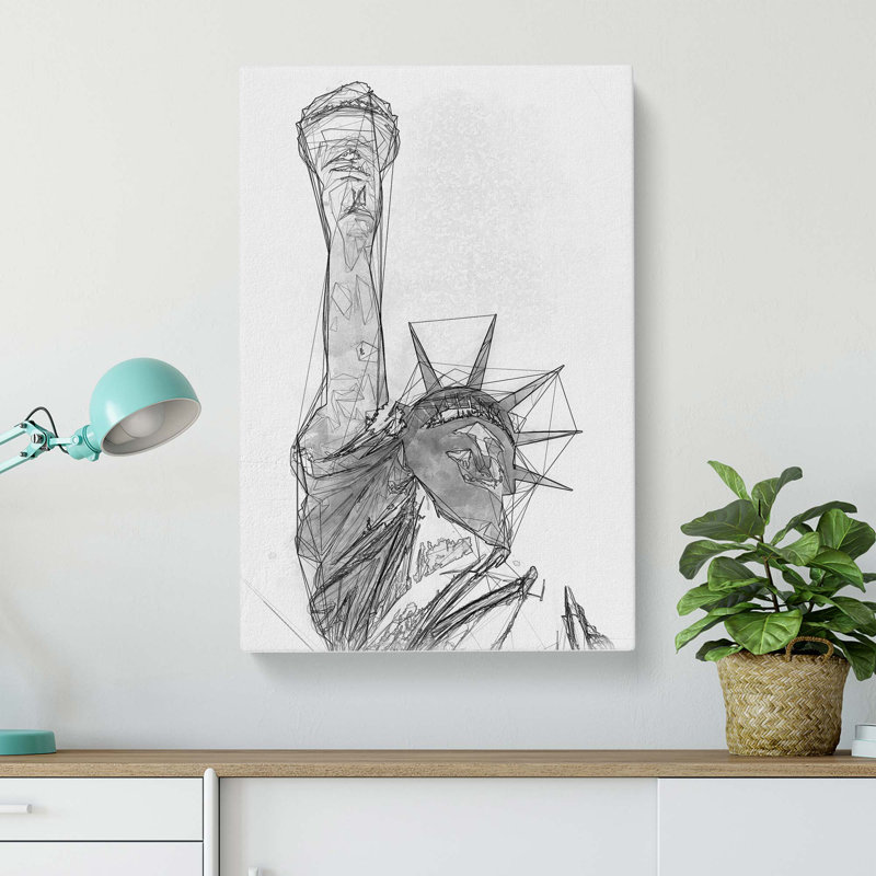 Statue of Liberty in New York City Abstract - Wrapped Canvas Drawing - Wrapped Canvas, 91cm H x 60cm W x 3cm D