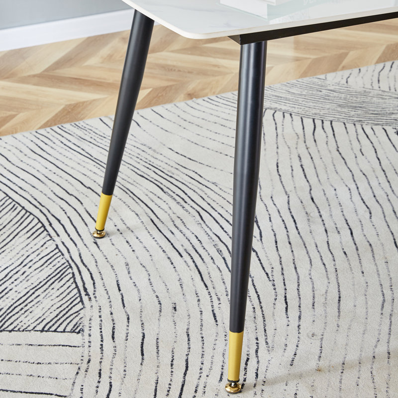 Ensemble de salle à manger 5 pièces 50 "avec chaises rembourrées Contemporary, Blanc, Orange/Grey
