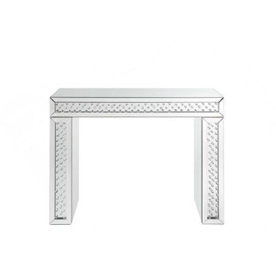 Bureau de coiffeuse en miroir et faux cristaux (assemblé)