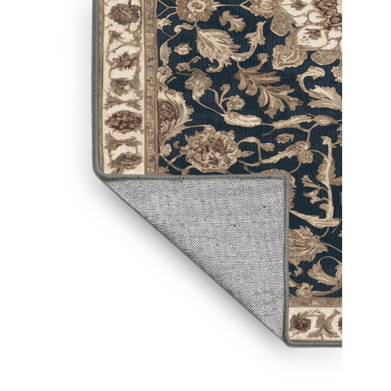 Tapis persan gris lavable à la machine, Rond 4 pi
