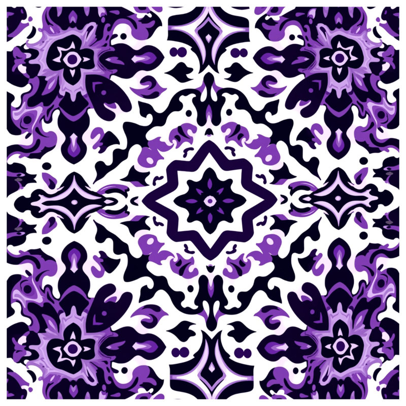 Purple Ornate Pattern Bath Mat, 24in W x 17in L