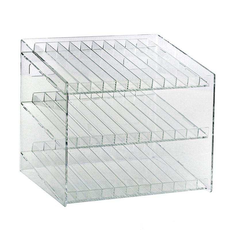 Présentoir 36 compartiments à trois niveaux, 12 composants par niveau. Dimensions: l 12 po x P 8,5 po x H 10,5 po