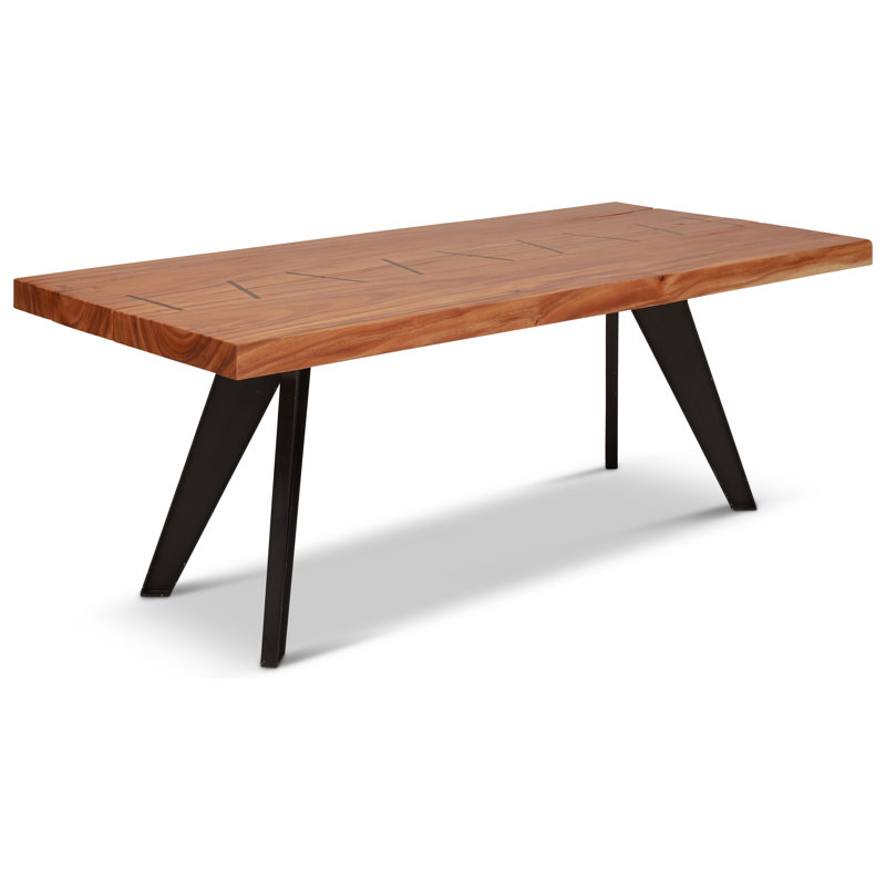 Solid Wood Top Metal Base Dining Table