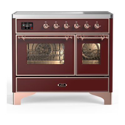 Cuisinière à induction de 40 pouces avec 6 éléments à induction en bourgogne Majestic III Series (garniture en cuivre)