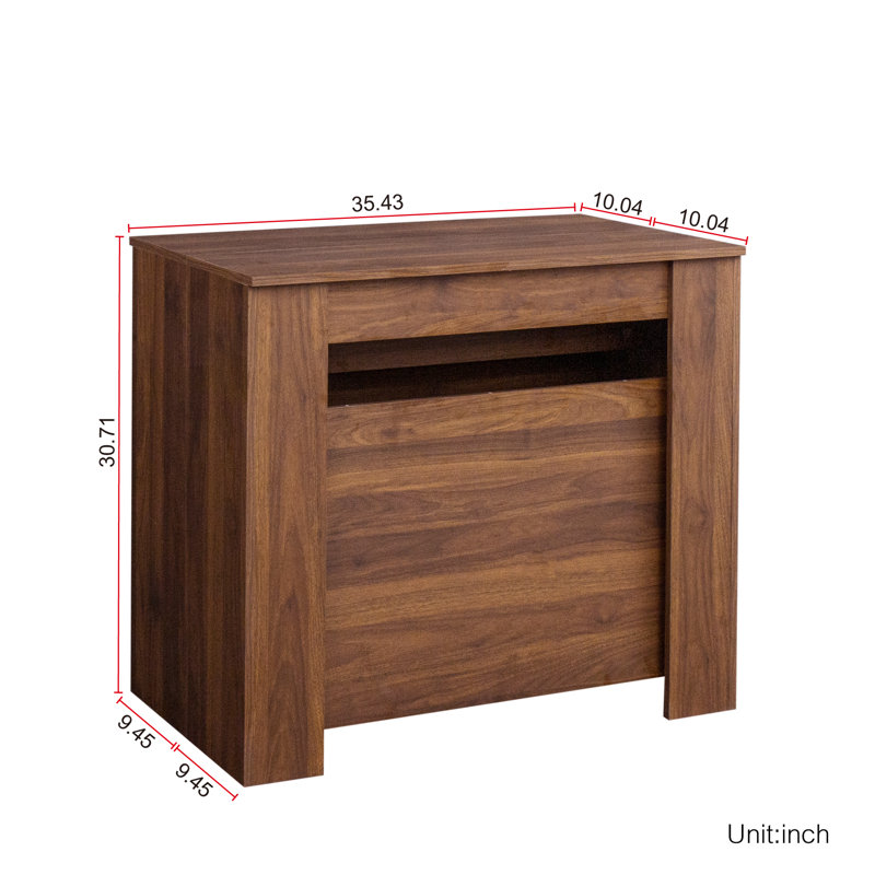 Uriel 2-in-1 Extendable Console & Dining Table with Wooden Frame, Walnut