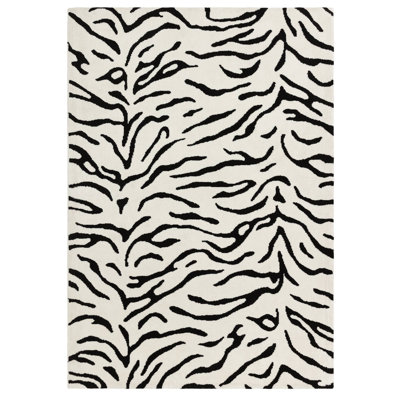 Alaisdair Tiger Animal Print Black/White Rug