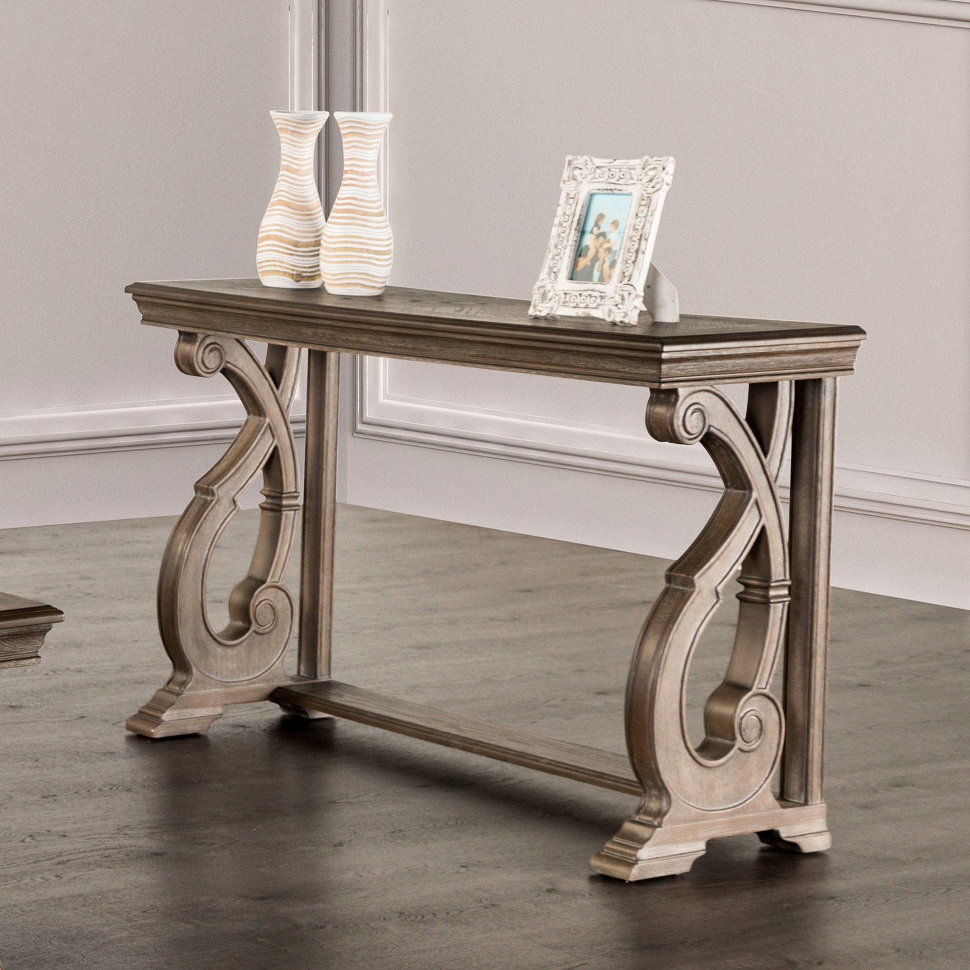 Darby Home Co Solid Wood Traditional Style Table With Curved Scroll ...