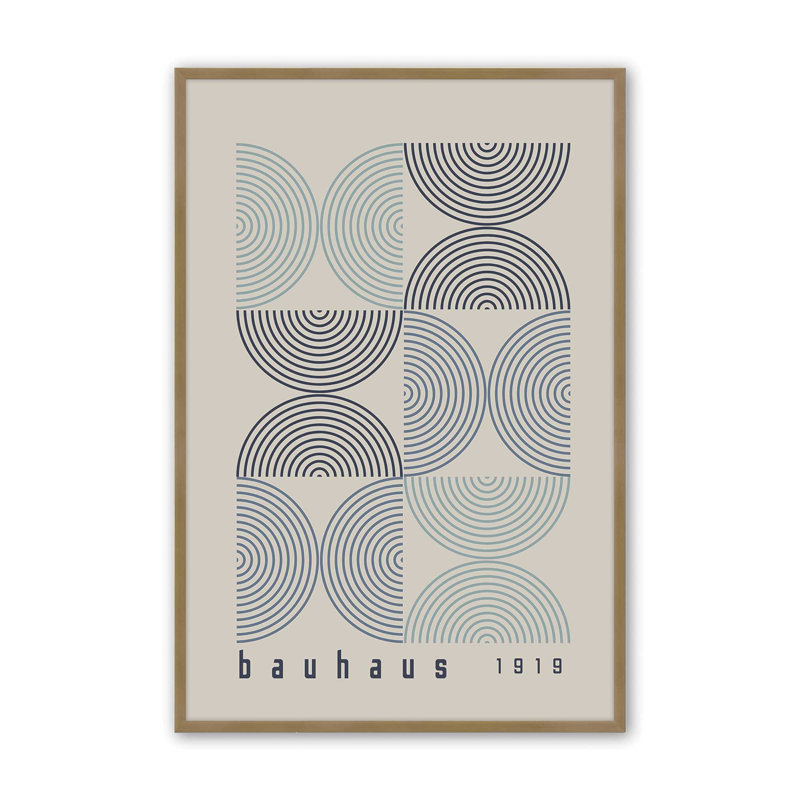 «Midnight Bauhaus Composition», affiche, Reproduction encadrée sans passe-partout, Or brossé