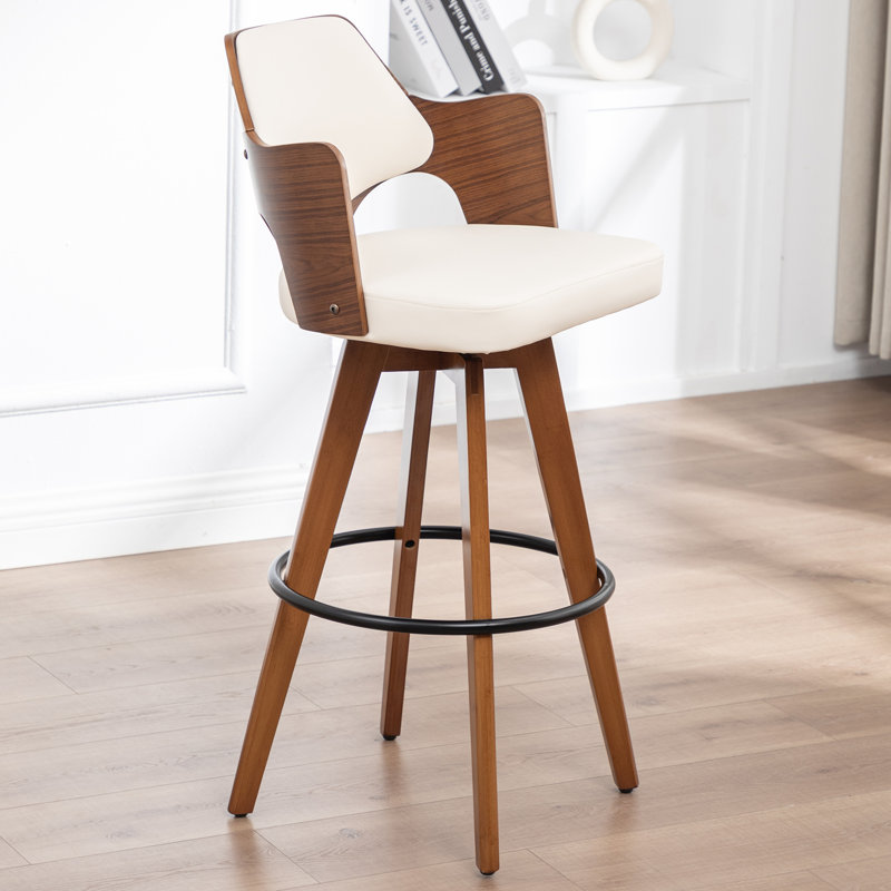 Swivel Upholstered Counter Stool, Counter Stool (26.77" Seat Height), Beige