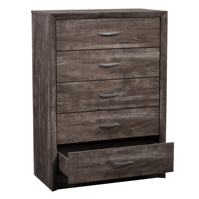 Lodsworth 5 Drawer 31.5" W Dresser, Gray Washed Oak