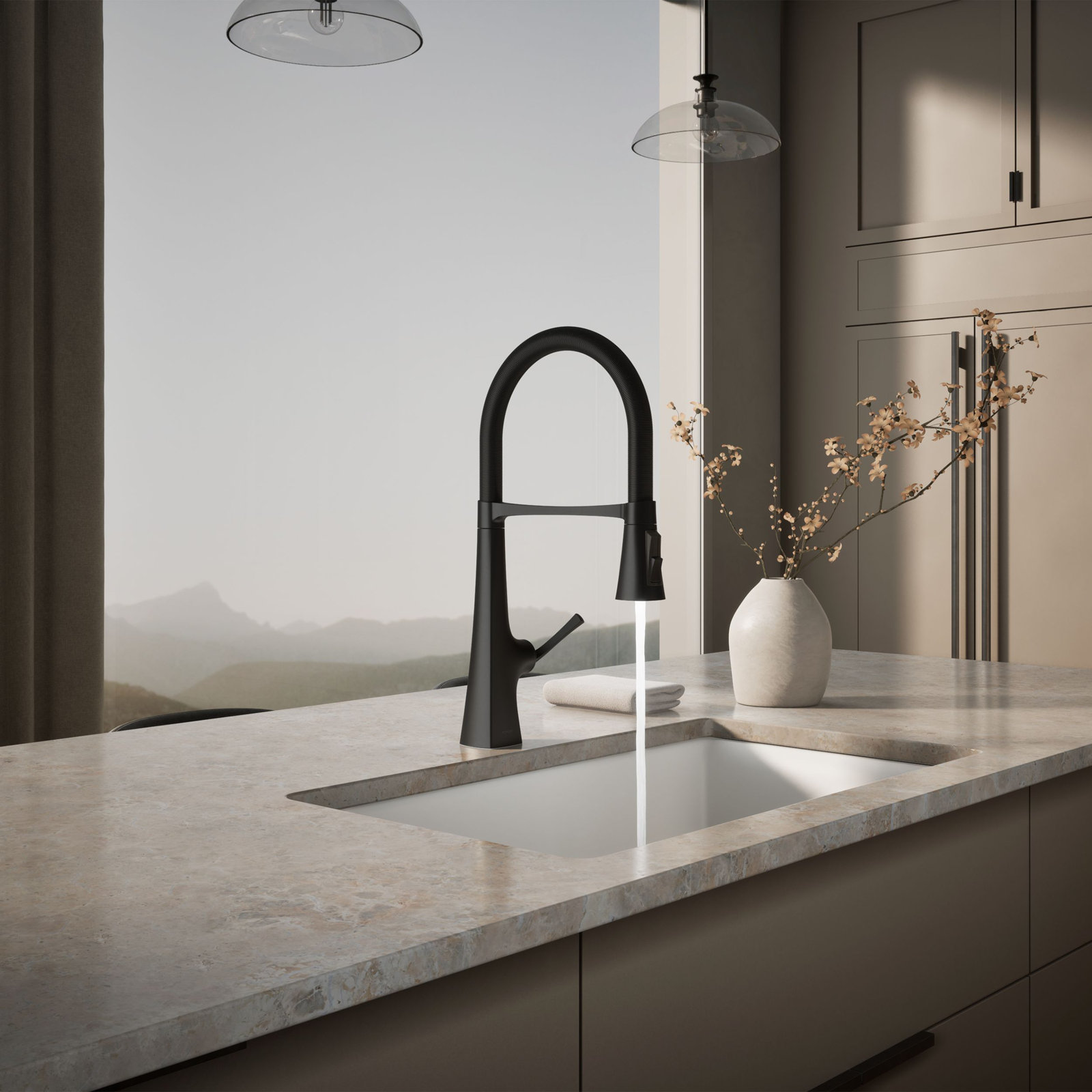 Graze Single Handle Kitchen Faucet with 21-9/16" Spout, Matte Black