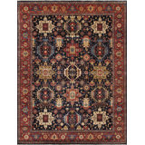 Azerbaijan Hand Knotted Wool Oriental Area Rug in Navy / Rust
