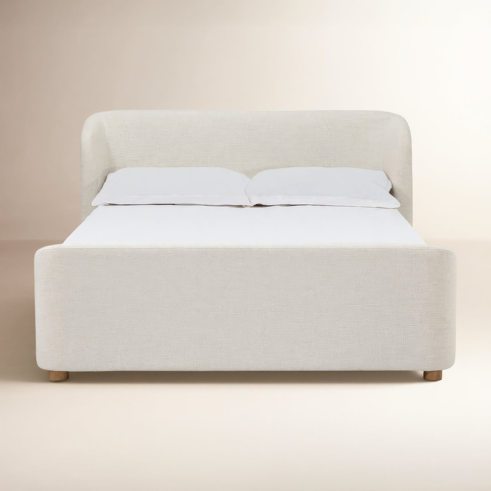 Kris Upholstered Platform Bed, Full / Double, Whipped Honey Linen Blend
