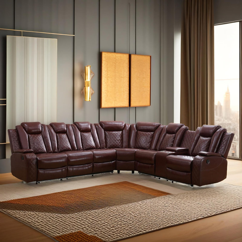 Ensemble de canapé inclinable en cuir Claret Breathing