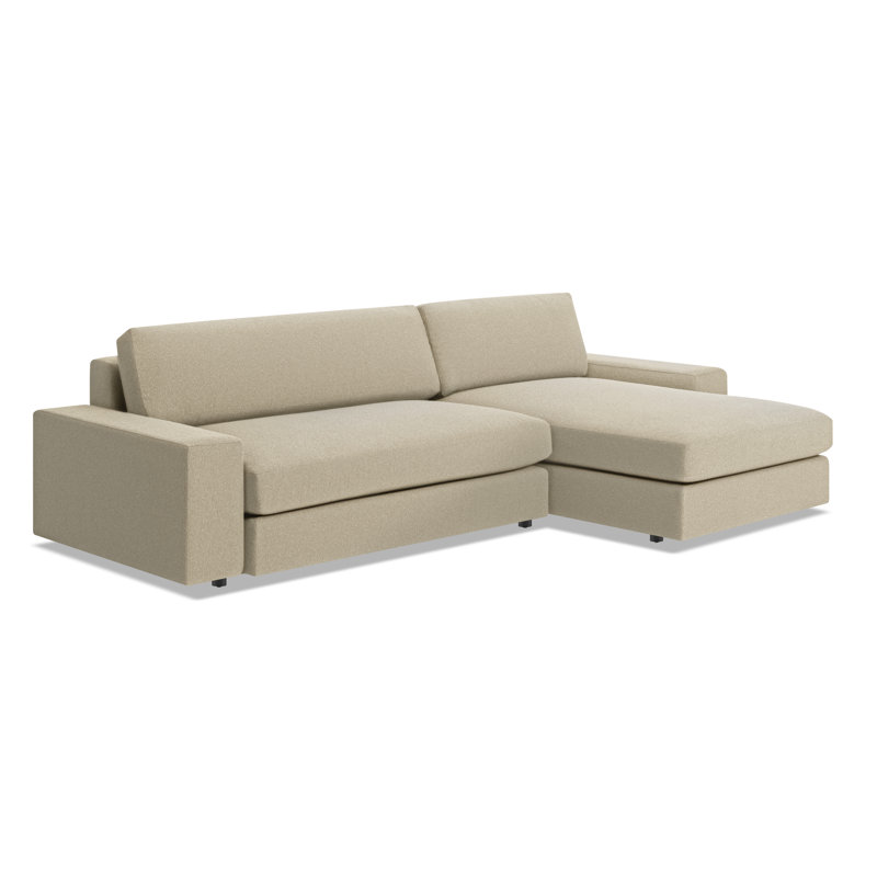 Esker Chaise Sectional, Kelso Blue Polyester, Right Hand Facing